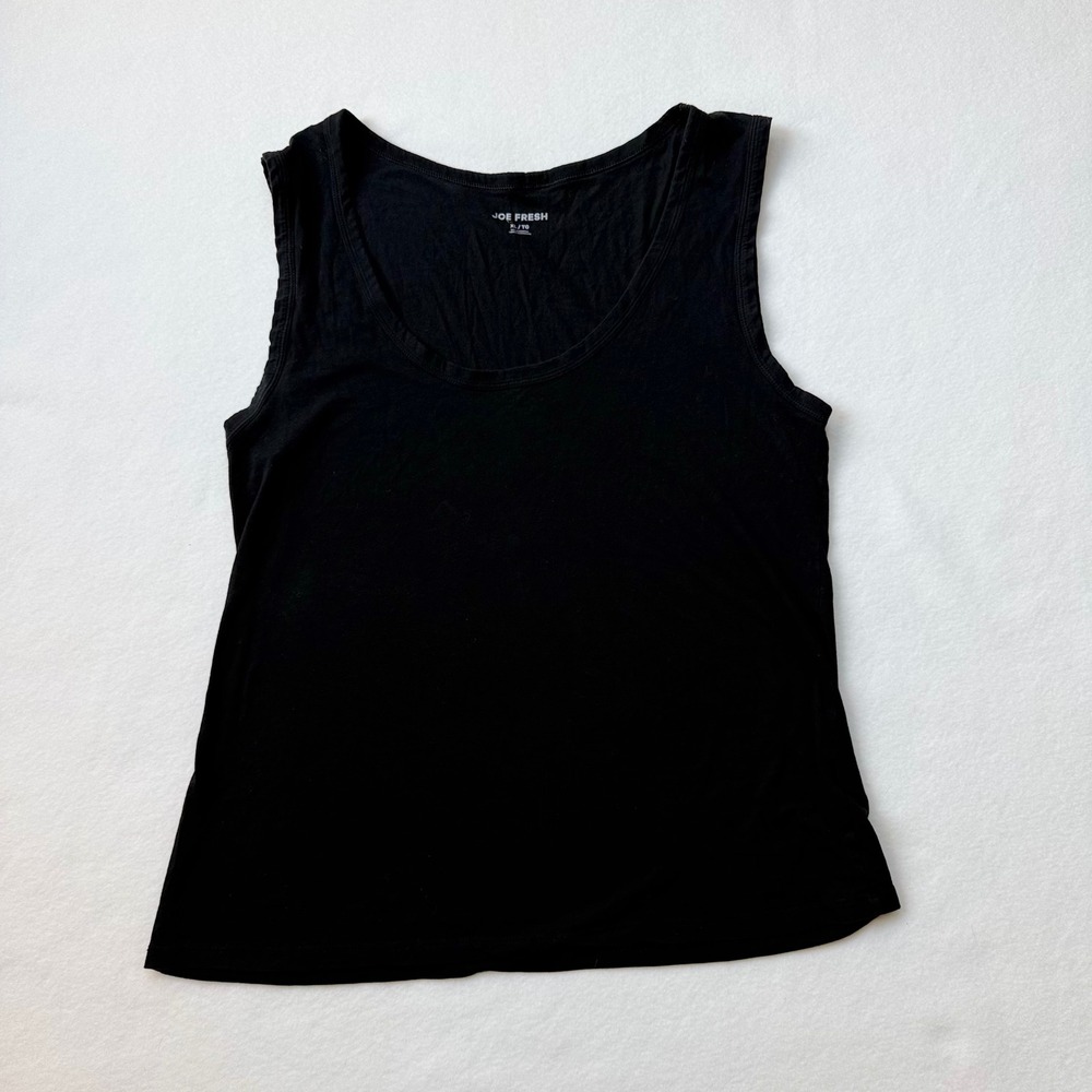 Joe Fresh Tank Top Women XL Black‎ Excellent Cotton Blend Scoop Neck Basic